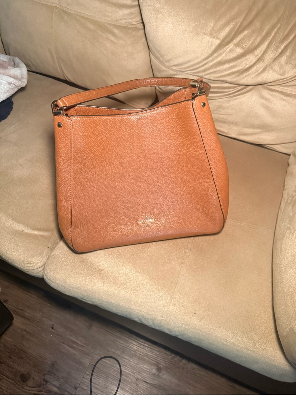 kate spade Cognac Pebbled Leather Shoulder Bag